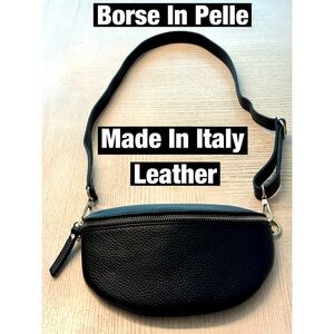 Borse‎ In Pelle Black Genuine Leather Crossbody Bag New